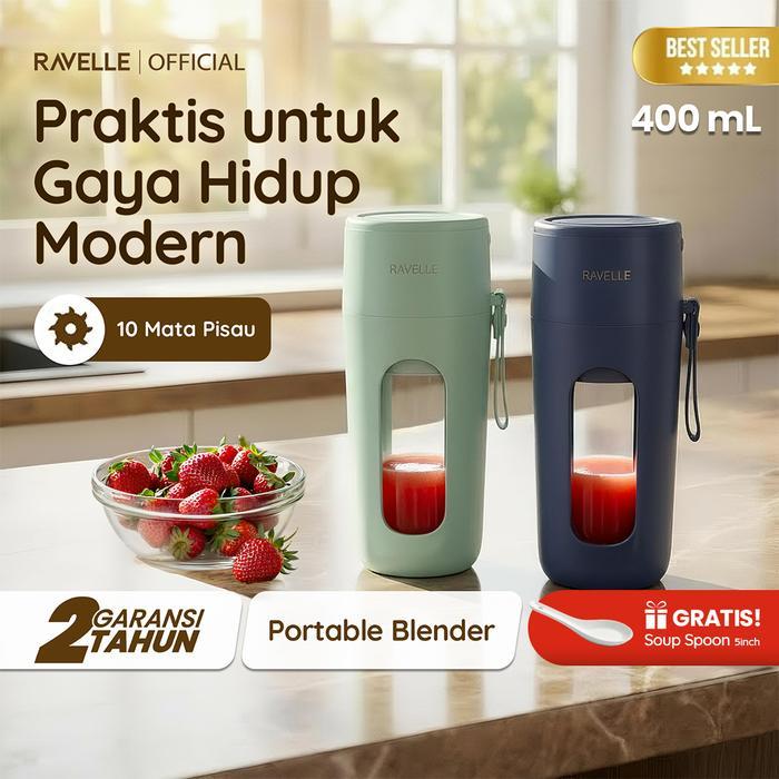Ravelle Vitae Blender Portable Ravelle 400Ml Usb Rechargeable - Blender Jus Buah Smoothie Milkshake