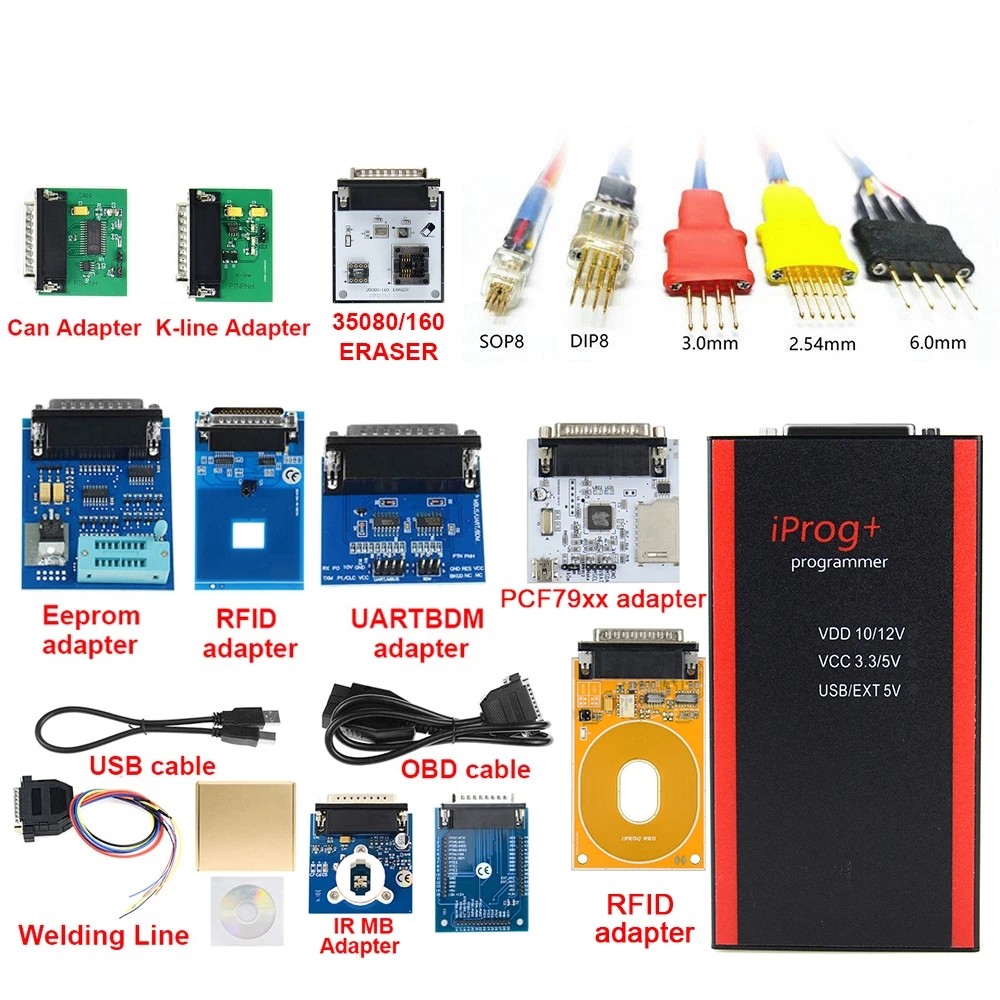 IPROG Pro V87 Full Set ECU Key Programmer Iprog+ Eeprom IMMO Car