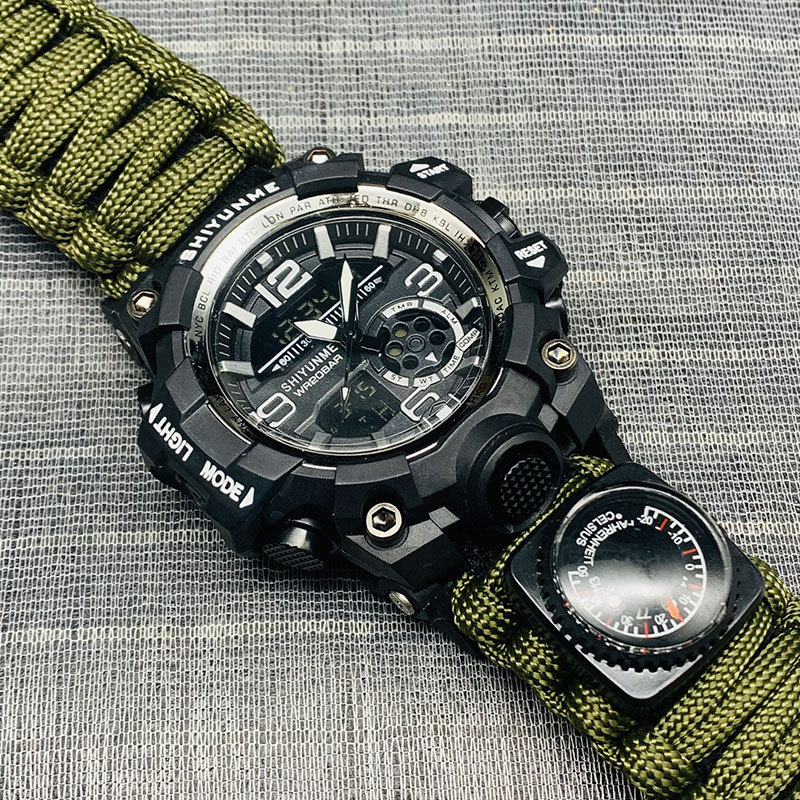 Outdoor Survival Watch Waterproof Military Tactical Paracord Watch Bracelet Camping Hiking Compass