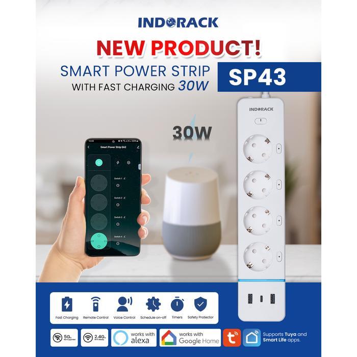 Indorack Sp43 - Power Distribution Unit With Wifi Smart Power Strip 4 Outlet Germany With Usb 3.0
