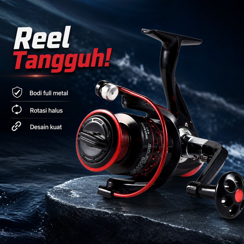 Reel Pancing Spinning Full Metal Seri LK untuk Memancing, Pilihan Model LK1000 LK2000 LK5000 LK6000 