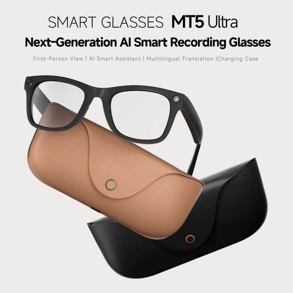 Smart AI Glasses MT5 Ultra 8MP HD Camera Video Recording Voice Call With Charging Case Intelligent