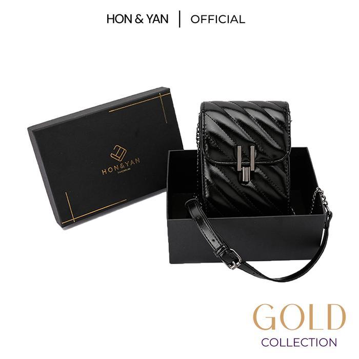 Elizabeth Collection - Honyan Gold Tas Selempang Wanita Kulit Mini Hp Slingbag Sling Bag Cewek