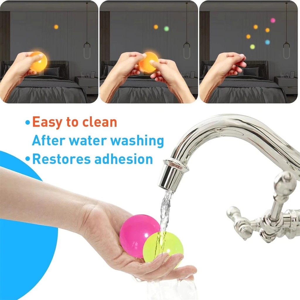 Novelty Gag Toy Luminous Sticky Target Ball Wall Ball Pressure Relief Toys TPR Interactive Suction