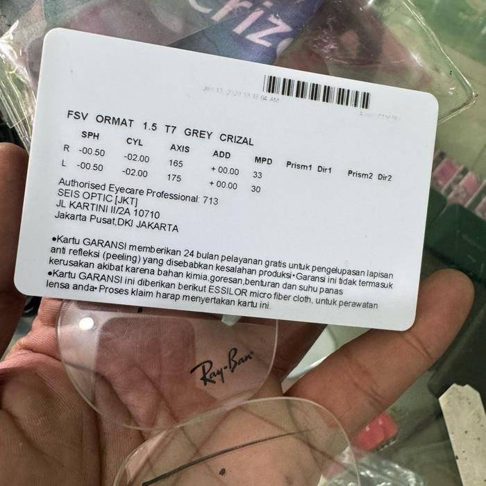 LENSA PENGGANTI KACAMATA RAY-BAN RB6346 2861 S52 LENS REPLACEMENT ORIGINAL 100%