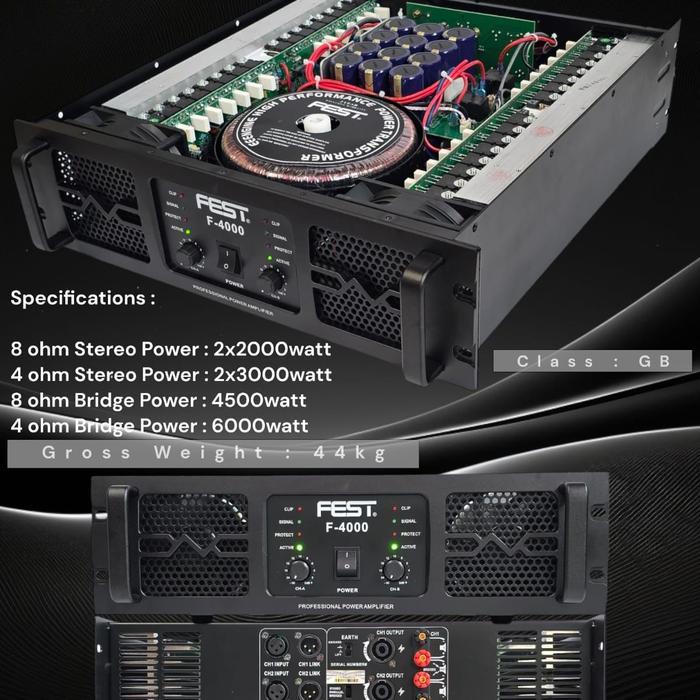 Power amplifier FEST F-4000 / F4000 CLASS GB 2X2000 WATT