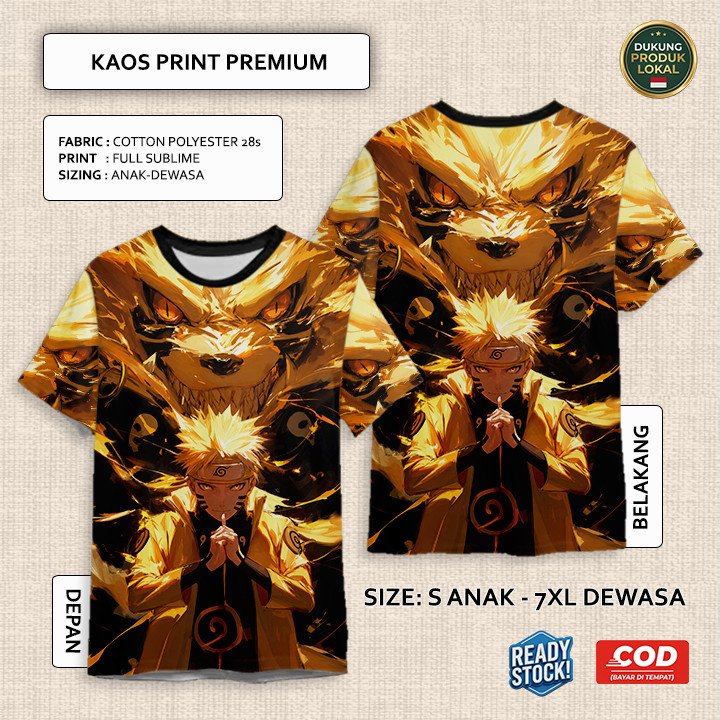 Kaos FullPrint Gambar Anime Film Kartun Naruto 1 | T Shirt AOP 3D Wallpaper Kaos Anime Naruto Untuk 