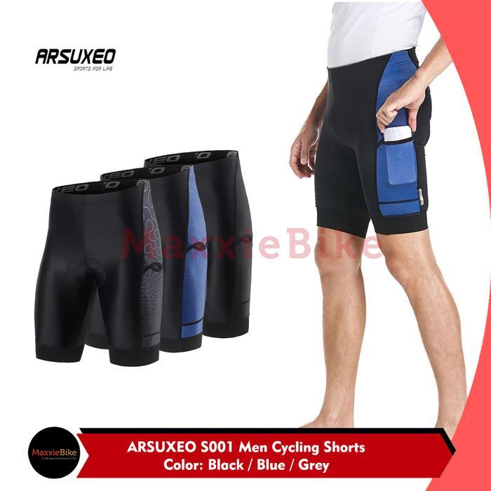 Kualitas Terbaik Arsuxeo S001 Celana Sepeda Pendek Padding Kantong Mtb Road Bike 3 Pockets Cycling