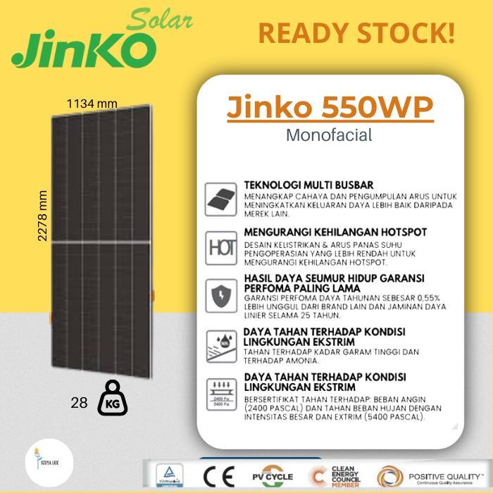 Jinko Solar Cell / Panel Surya 550WP SNI Monofacial Bukan Trina Longi - Jinko 550wp monofacial + Pac