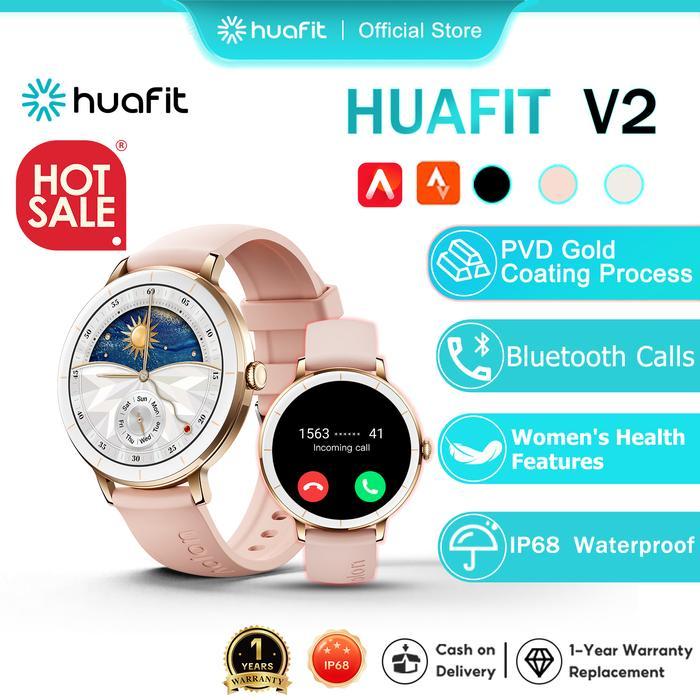 Kualitas Terbaik Cocok Untuk PerempuanHuafit V2 Jam Smartwatch Pelapisan Emas 18K Tahan Air Ip68