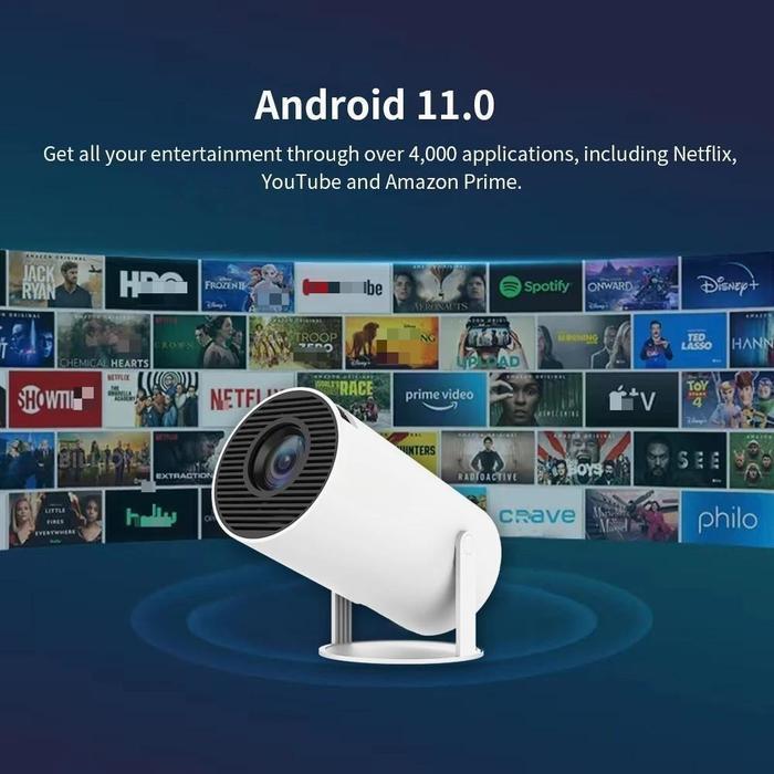Ready Smart Hy300 Proyektor Android 11.0 Bluetooth Proyektor 2.4+5G Wifi 6 Portabel Mini Lcd