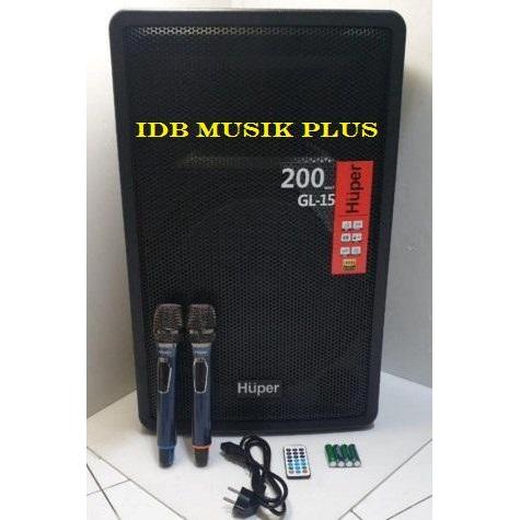 Speaker Portable Wireless 15 Inch Huper GL15 GL 15 Original Huper