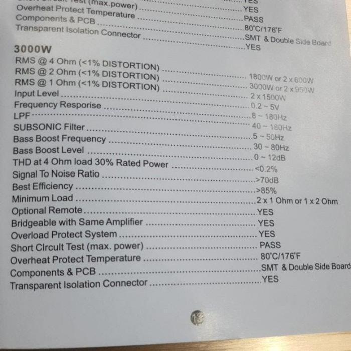 Power Monoblock 3000 Watts Bassfire Ba-Essu