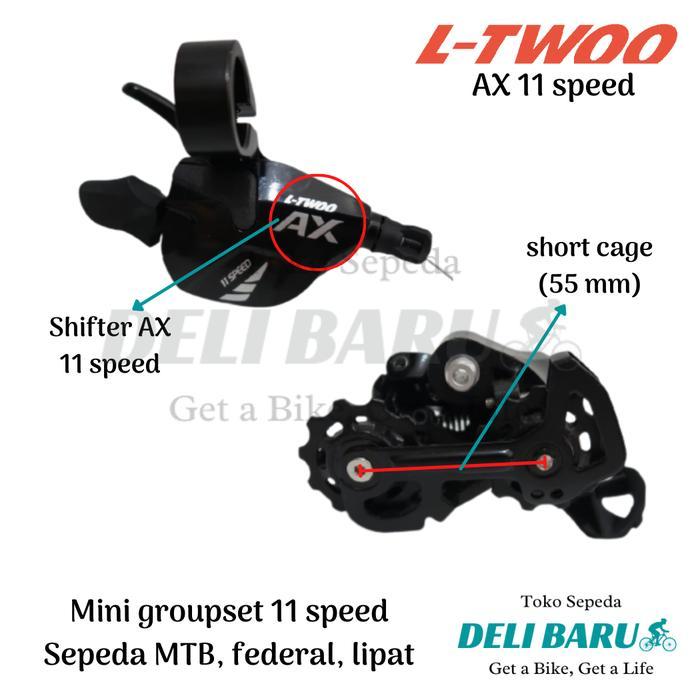 TERLARIS L-TWOO mini groupset 11 speed Ltwoo AX shifter kanan dan RD type short cage sepeda MTB,