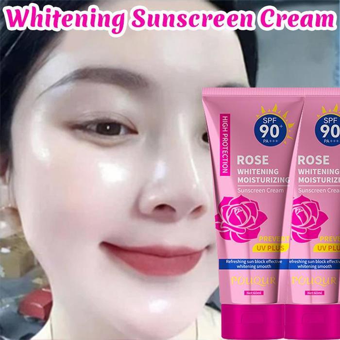 Rose Sunblock SPF90 PA+++ Sunscreen Whitening Sunblock Cream Wajah Dan Badan Tabir Surya Brightening