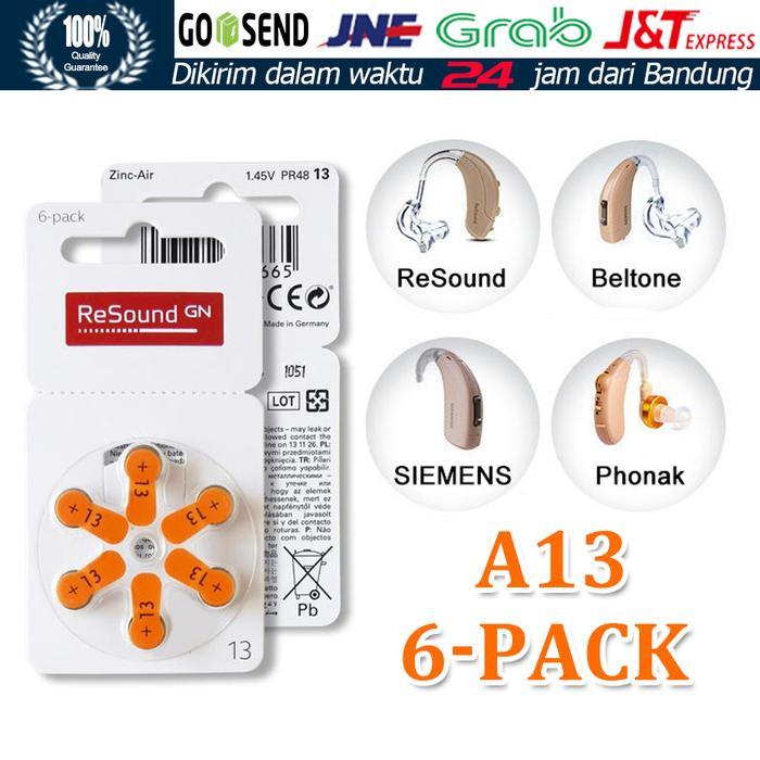 6Pcs Baterai Alat Bantu Dengar 13 ,Hearing Aid Battery 13 GN ReSound