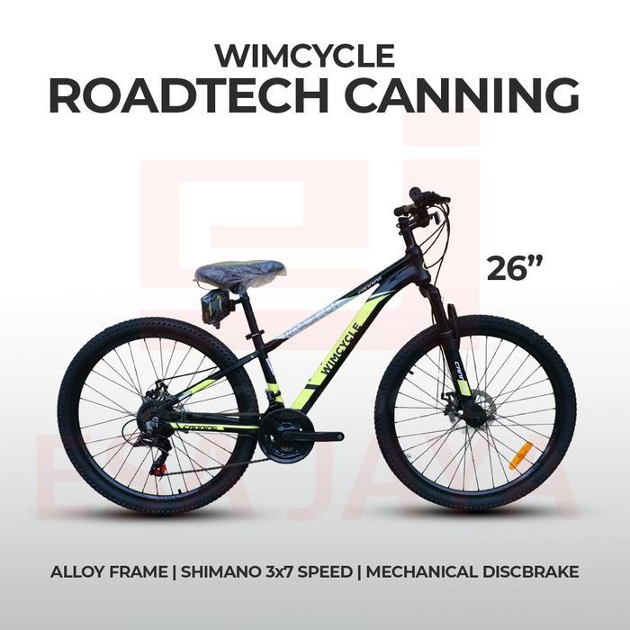 Sepeda MTB Wimcycle Roadtech Canning 26 Inch – 21 Speed Frame Alloy Disc Brake - Black Green