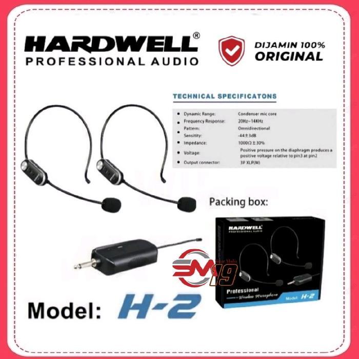 Original Mic Bando Wireless Hardwell H2 Original 2 Mic Headset Kualitas Terbaik