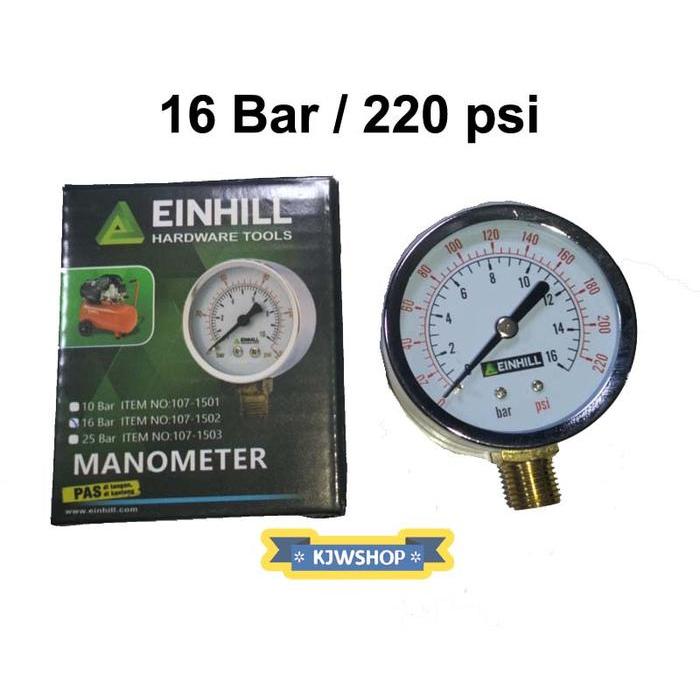 READY Manometer 16Bar Pressure Gauge 16 kg TEKIRO Pressure Gauge 16 Bar 16kg Mano Meter 16 Bar
