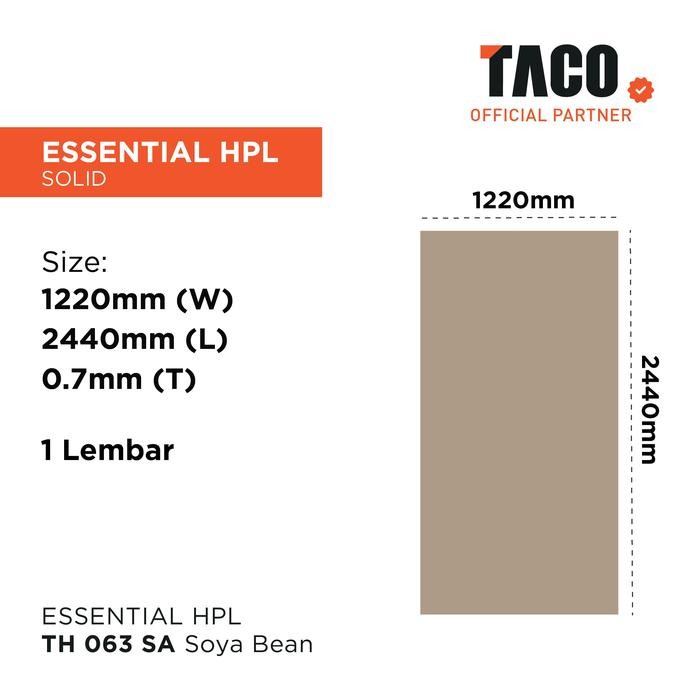TACO Laminate HPL Solid Per 1 Lembar 122CM X 244CM - TH 063 SA Soya Bean