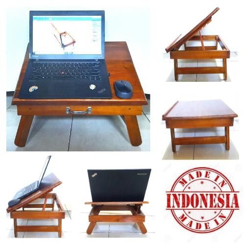 Terlaris Stand Laptop Kayu Mahoni Jati Size L Meja Lipat Hijrah 40x50cm 124101 SALE