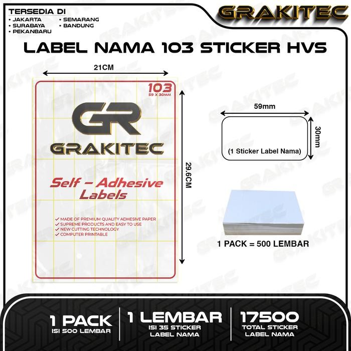 

Grakitec Label Nama 103 Undangan Sticker Hvs Per Pack Isi 500 Lembar (17500 Lembar Kecil)
