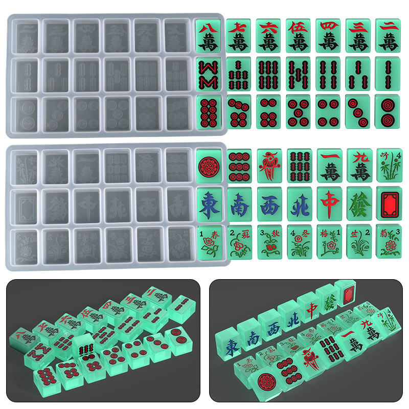 New DIY Crystal Epoxy Mold Making Mahjong Machine Large Character 42 Mahjong Silicone Mold Wholesale