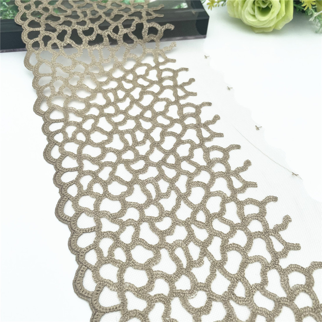 3y/lot Width 19cm Gold Without Shimmer Embroidery Lace Trim For Skirt Hem Clothes Sewing Material DI