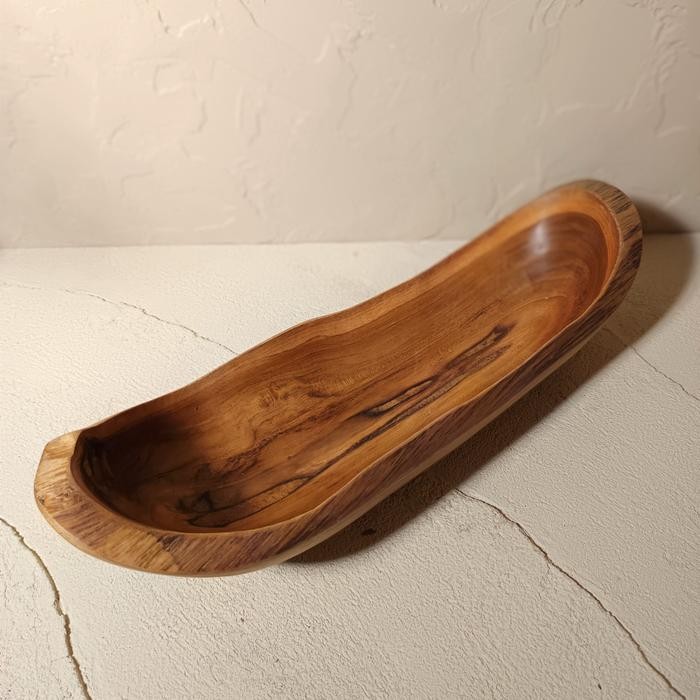 (Good) Piring Ukiran Kayu akar jati bentuk panjang tempat penyimpanan serbaguna dekorasi meja makan