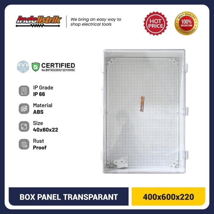 Box Panel Plastik Abs 400X600X220 Mm Transparant + Base Plate Durabox