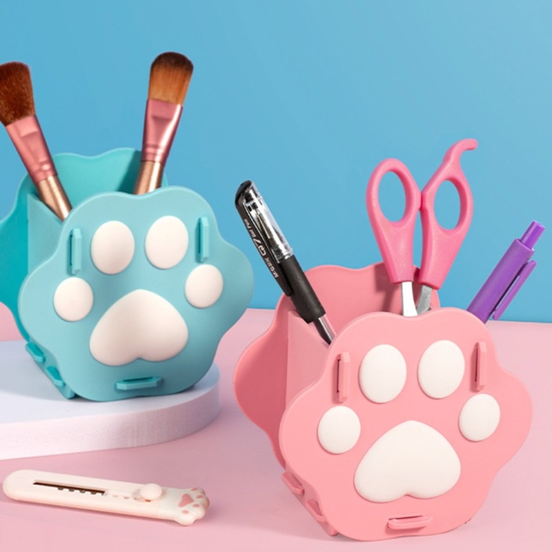Pen Holder Stationery Holder Lovely Cat Paw-shaped Desk Pen Holder Large Capacity Home Desktop Organ