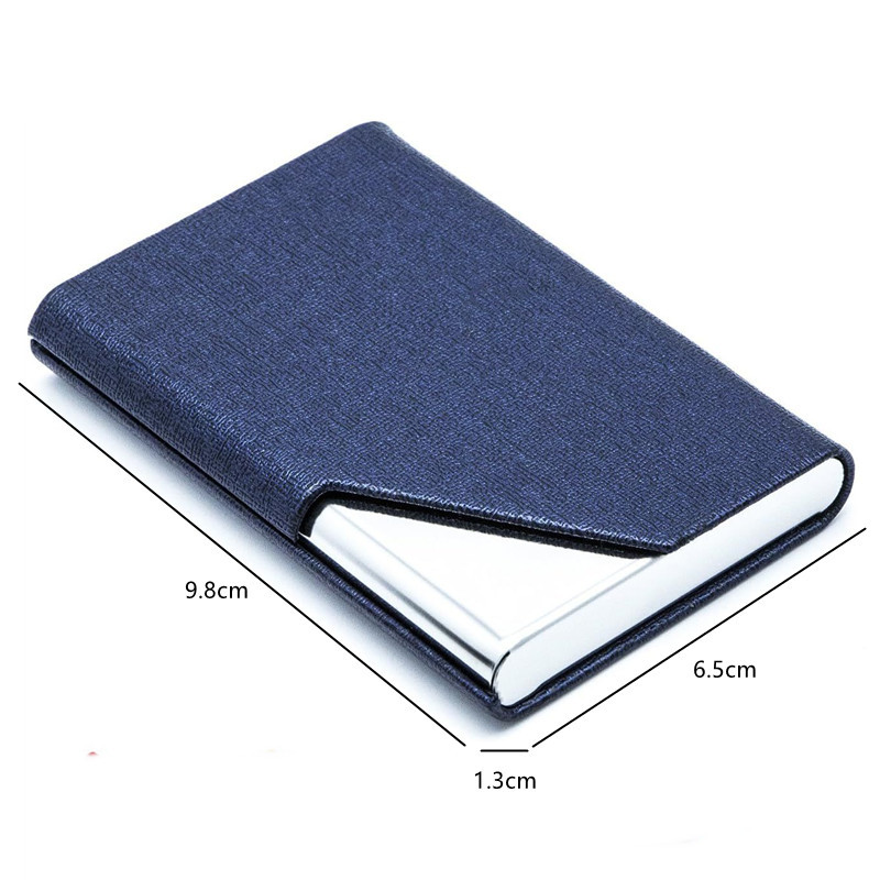 Business Card Holder with Magnetic PU Leather Stainless Steel Business Card Case ID Name Card Case