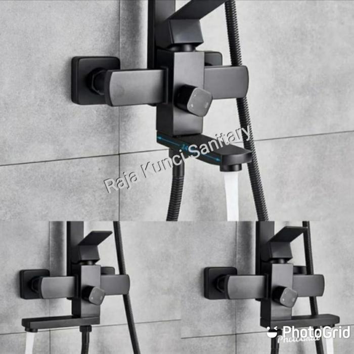 Paloma Corner - Shower Tiang Column Kotak/Shower Set Panas Dingin/Sus 304 Black/Hitam