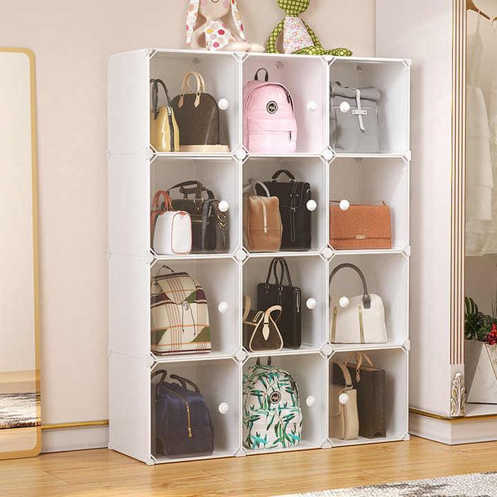 Lemari Tas Plastik Transparan yimpanan Tas Rak Tas Tertutup Anti Debu Lemari Serbaguna Multifungsi