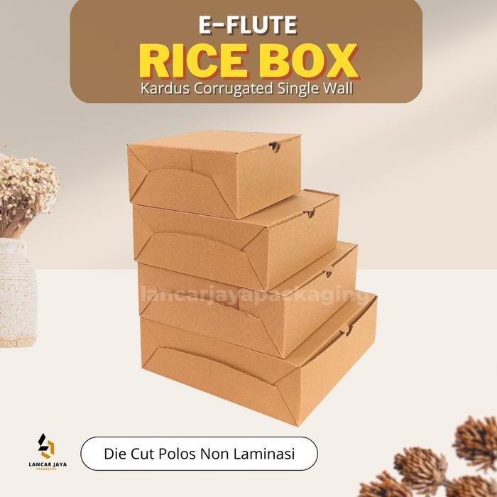E-FLUTE Box Kardus Corrugated Kotak Nasi Packaging Hampers 20x20x7 cm