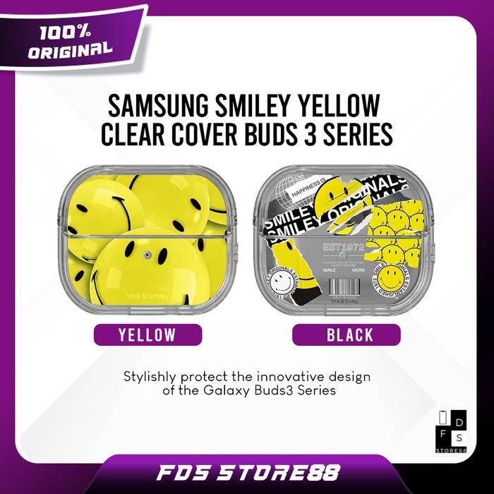 SALE Samsung Galaxy Buds 3 Buds 3 Pro Smiley Yellow Black Clear Cover Original