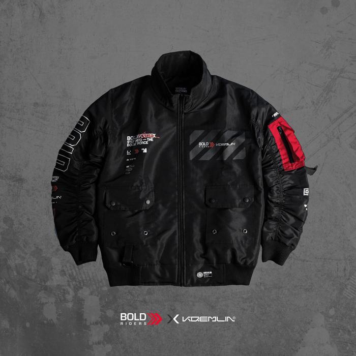 KREMLIN x BOLD RIDERS Bomber Jacket Black - BOLD VORTEX