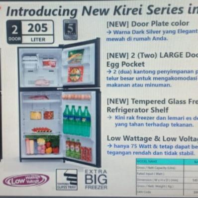 Kulkas Sharp Sj-236Mn New Kirei Low Watt 2 Pintu 236Mn