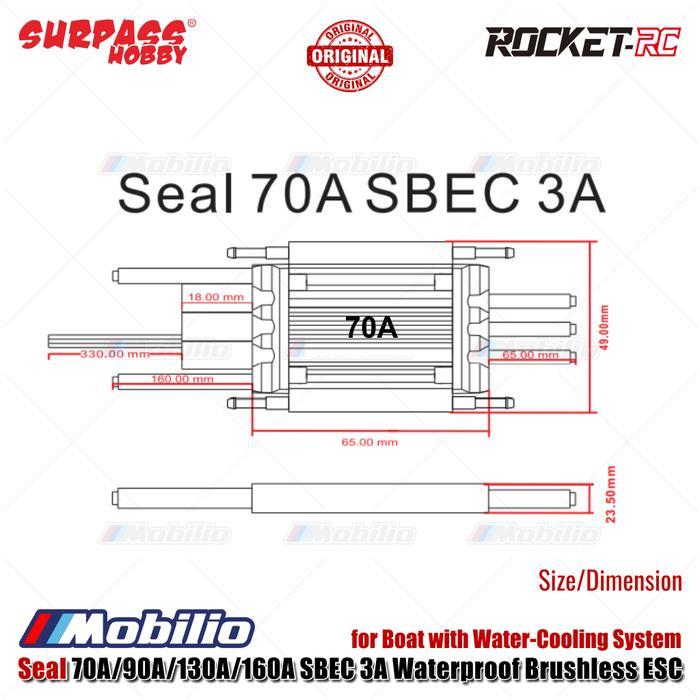 Surpass Hobby Rocket-Rc Seal 70A/90A/130A/160A Sbec 3A Waterproof Brushless Esc For Boat With