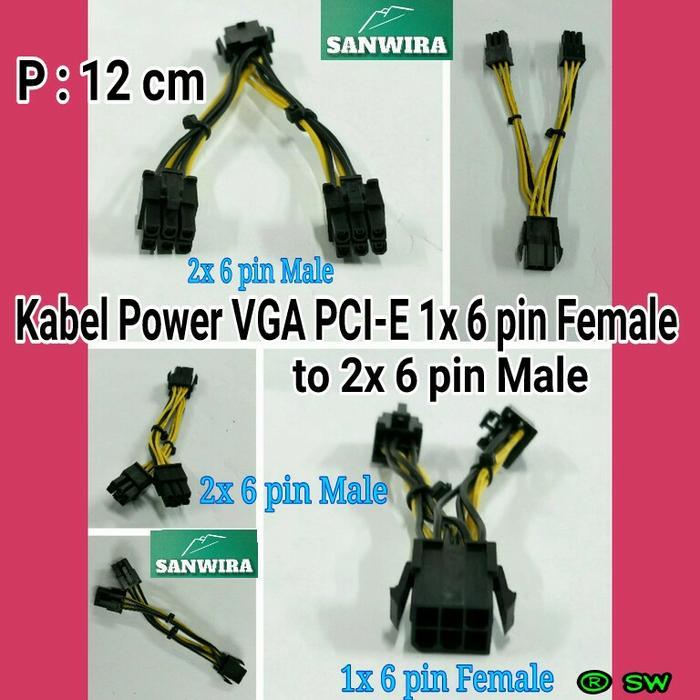 Kabel Power Vga Pci-E 1X 6 Pin Female To 2X 6 Pin Male - P : 12 Cm