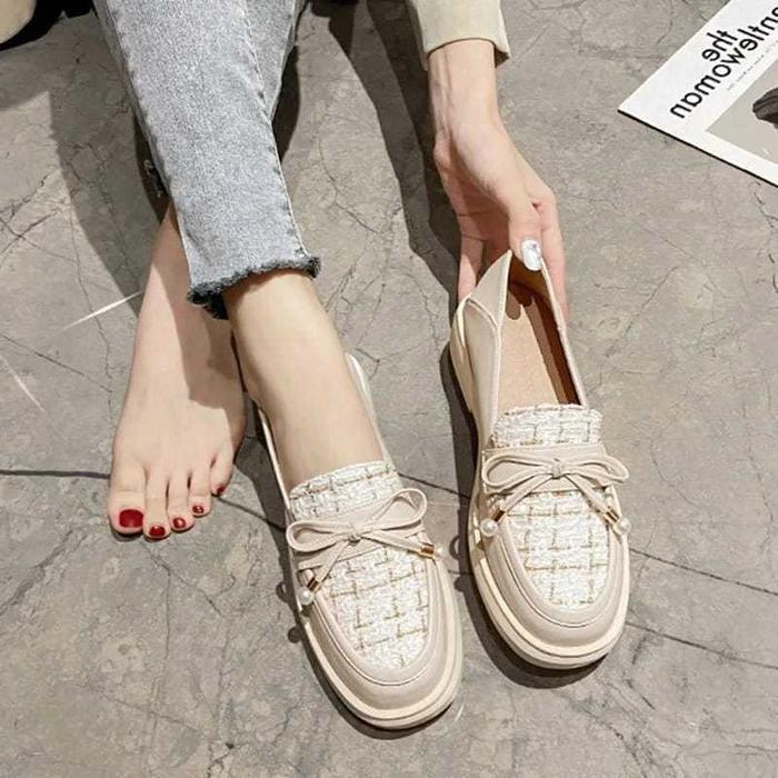 Gercep Sepatu Wanita Cream Krem Flat Shoes Loafer Fashion Korea Style Casual Premium Branded