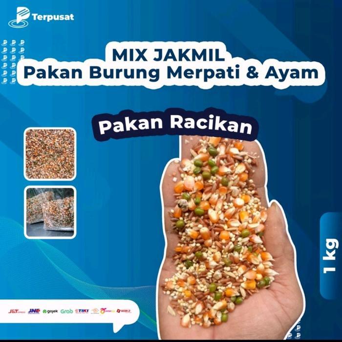 33og- Per 1Kg Mix Jakmil Dengan Jagung Kristal, Milet, Beras Merah, Burung Merpati Makanan