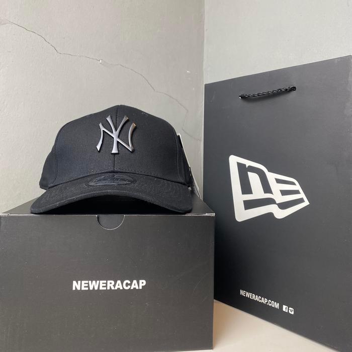 Topi Baseball Mlb Caps New Era Logo Ny Plat Besi Hitam Terlaris