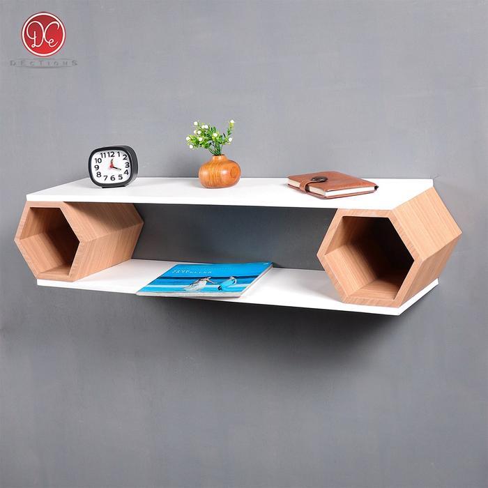 Dections Furniture Rak Hexagonal / Meja TV Tempel Dinding 80x20 cm