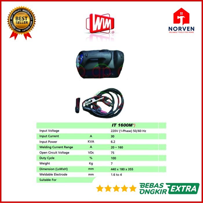 WIM IT1600 MESIN LAS IT 1600 TRAFO LAS INVERTER WELDING