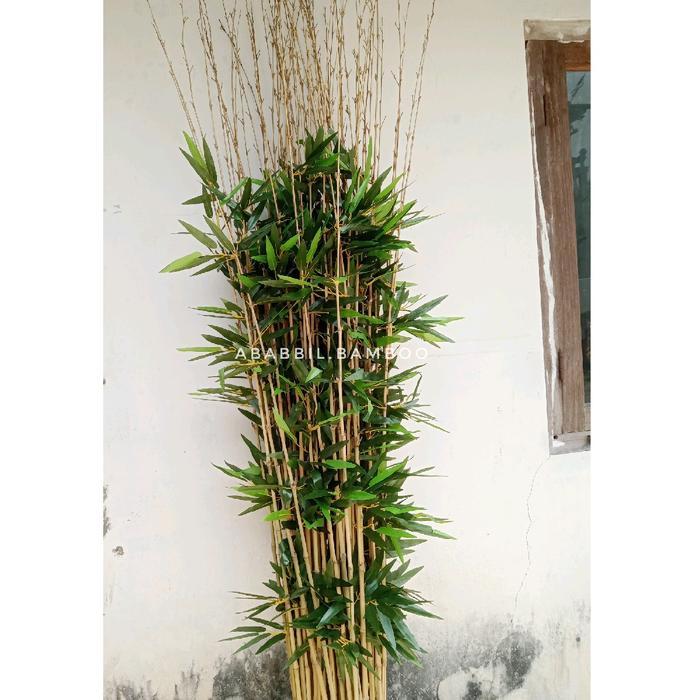10 BAMBU LURUS E DAUN BAMBU ARTIFICIAL HIASAN
