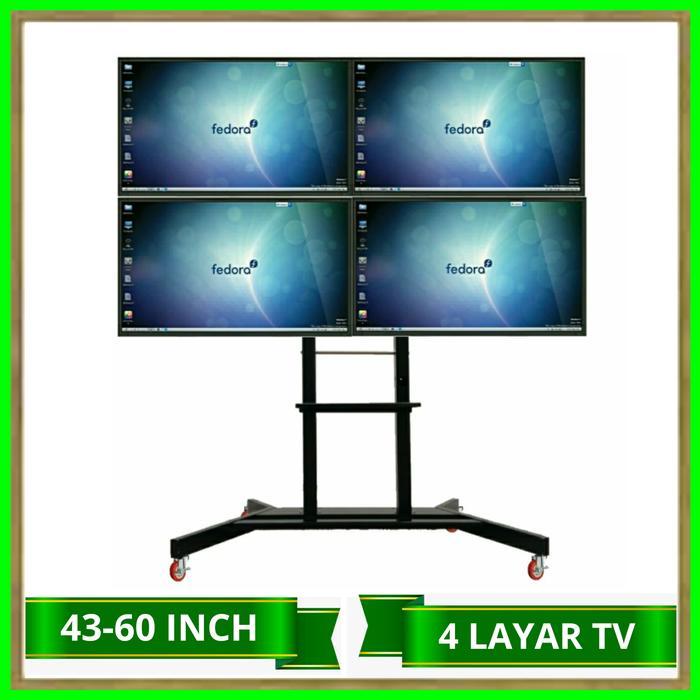 BERKUALITAS Bracket TV Standing 43-60 inch, 4 Layar TV Xtra Durable Stand TV