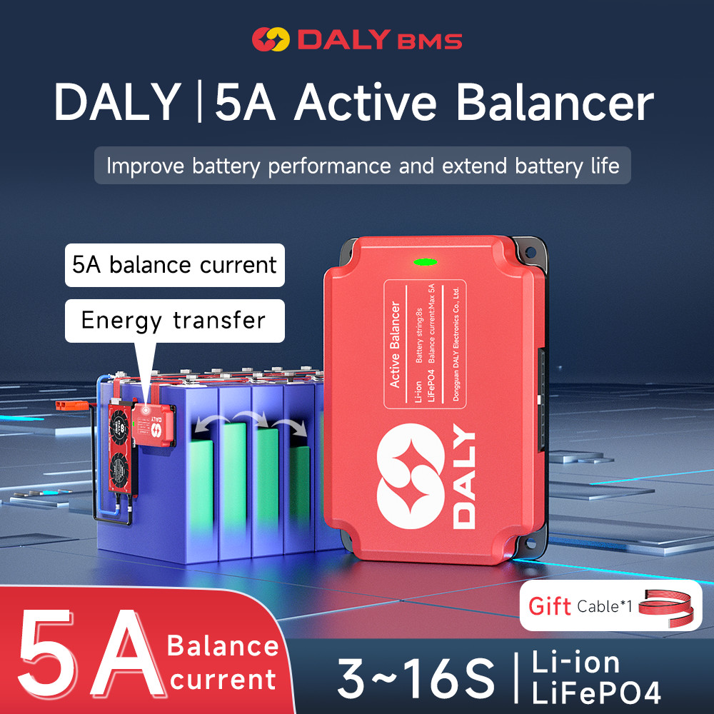 DALY BMS Lifepo4 BMS 5A Hardware Active Equalizer 4S 12V 8S 24S 16S 48V Balance for 18650 Lithium