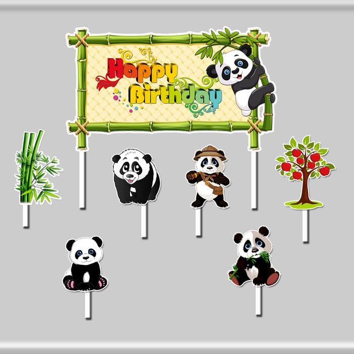 Topper cake Panda Happy birthday
