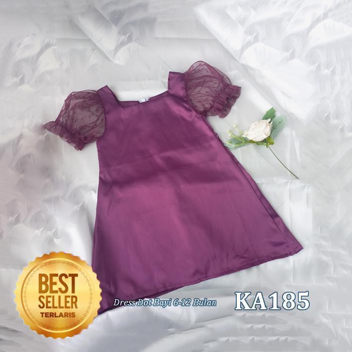 Gaun Bayi 6 sampai 12 Cewek Simple Elegan Dress Tile Dot Bayi Warna Hitam Burgundy Emerald Blue